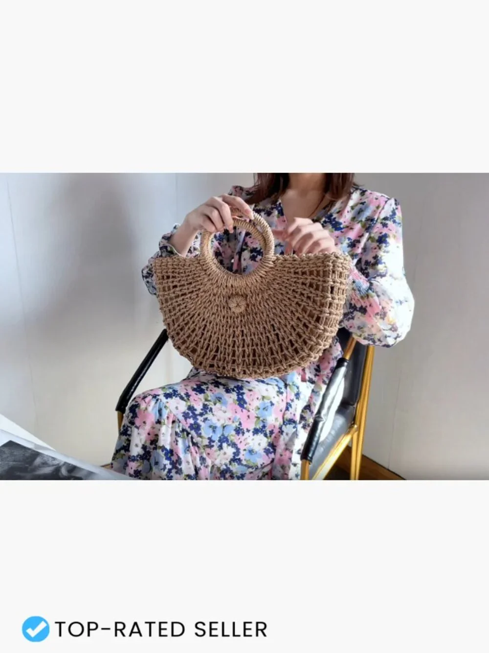 Straw Hobo Bag Large Round Woven Beach Purse Vacation Handbag Bohemian